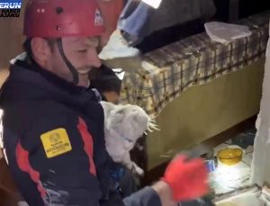 Konya itfaiyesi zelzeleden 11 gün sonra ağır hasarlı binada kalan kediyi kurtardı